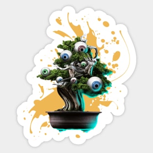 Japanese Bonsai Tree With Eyes Sticker
